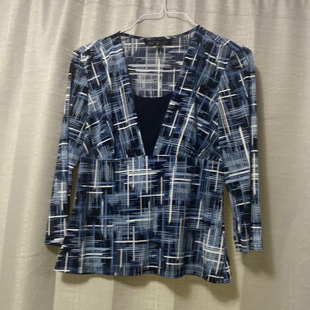 Briggs New York, Blue and Black Medium Sleeved Blouse
